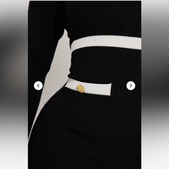 Brand Nee Black/White Long Sleeve Midi Sweater Dress - Picture 6 of 6